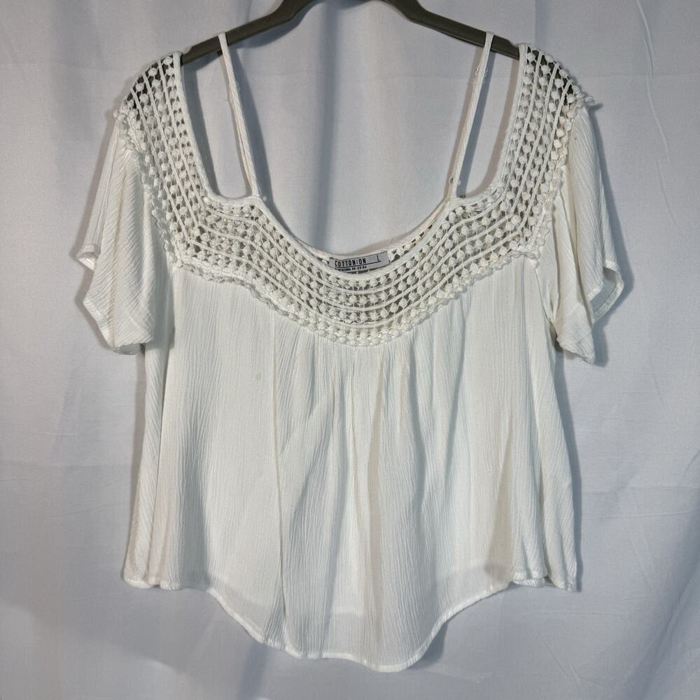 Cotton On Women’s White Cropped Top Sz Large